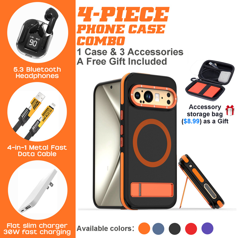 Google Pixel 9 Series 4-Piece Combo with Metal Kickstand & MagSafe Compatibility Google Pixel 9 Series 4-Piece Combo with Metal Kickstand & MagSafe Compatibility