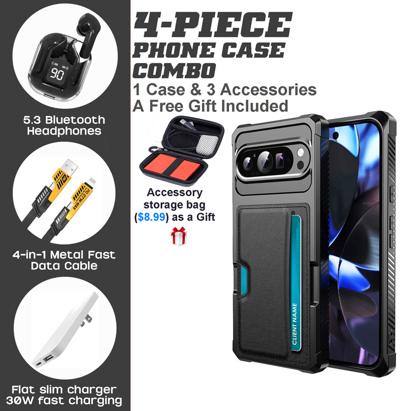 Google Pixel 9/8/7 Series 4-Piece Combo with Wallet & Magnetic Features Google Pixel 9/8/7 Series 4-Piece Combo with Wallet & Magnetic Features