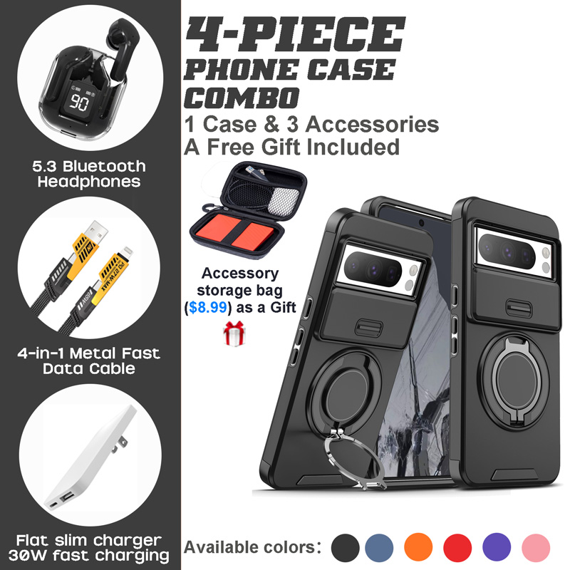 Google Pixel 9/8 Series 4-Piece Combo with Built-In Stand Google Pixel 9/8 Series 4-Piece Combo with Built-In Stand