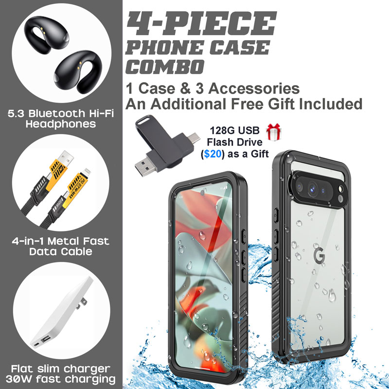 Google Pixel 9/8/7 Series 4-Piece Combo with 128GB USB Flash Drive Google Pixel 9/8/7 Series 4-Piece Combo with 128GB USB Flash Drive
