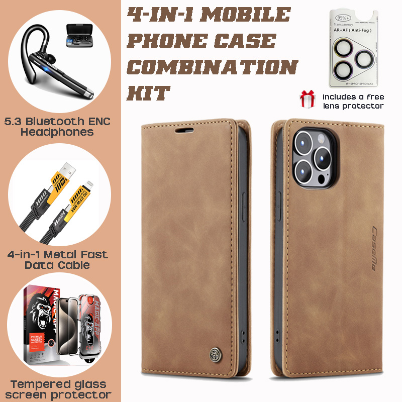 Premium PU Leather iPhone Case Set: Card Holder, Bluetooth Headset, Fast Charger & Accessories | WITTYCOMBO Premium PU Leather iPhone Case Set: Card Holder, Bluetooth Headset, Fast Charger & Accessories | WITTYCOMBO