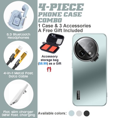 OnePlus 12/13/ACE 3 Pro Series 4-Piece Combo with Matte PC & Metal Case