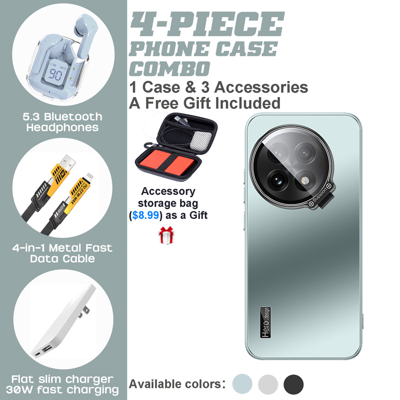 OnePlus 12/13/ACE 3 Pro Series 4-Piece Combo with Matte PC & Metal Case OnePlus 12/13/ACE 3 Pro Series 4-Piece Combo with Matte PC & Metal Case