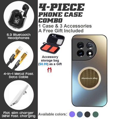 OnePlus 10 Pro/11/12 Series 4-Piece Combo with Stylish PC & TPU Case