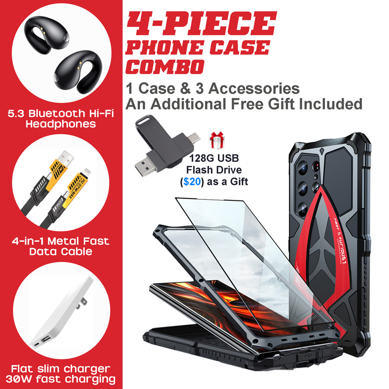 Galaxy S24 Ultra TPU+Metal Case: Hi-Fi Earbuds, 4-in-1 Cable & USB Flash Drive Galaxy S24 Ultra TPU+Metal Case: Hi-Fi Earbuds, 4-in-1 Cable & USB Flash Drive