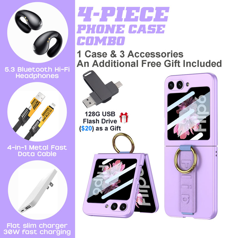 Samsung Galaxy Z Flip5/Flip6 Accessory Bundle – Stylish Case, Fast Charger, Earbuds & More Samsung Galaxy Z Flip5/Flip6 Accessory Bundle – Stylish Case, Fast Charger, Earbuds & More