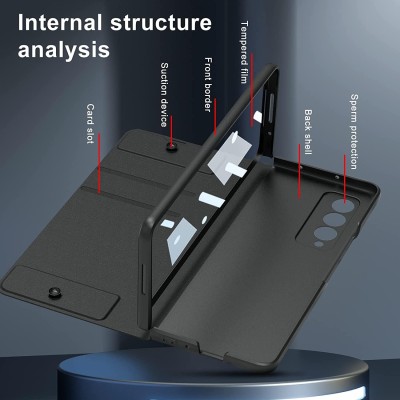 Samsung Galaxy Z Fold4/Z Fold5 Premium 4-Piece Combo - PC & Leather Case, Earbuds, Charger, Cable, and Bonus USB Drive