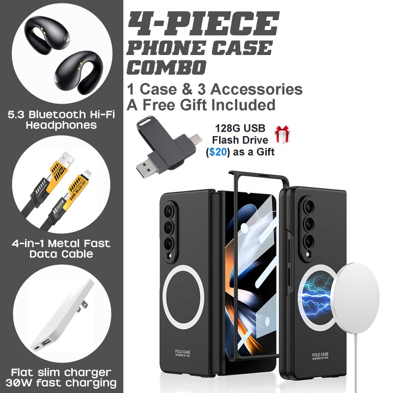 Samsung Galaxy Z Fold4 Magnetic Wireless Charging Case Combo with Hi-Fi Earbuds & Fast Charger Samsung Galaxy Z Fold4 Magnetic Wireless Charging Case Combo with Hi-Fi Earbuds & Fast Charger
